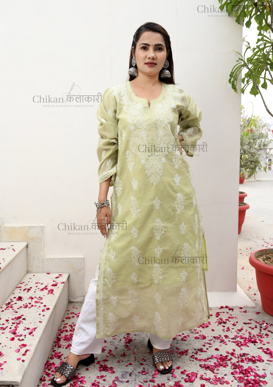 Buy Afia Lucknowi Chikankari Kashmiri Design Soft Fabric Indian Traditional  Wear Chikankari Kurti Suitable for Daily Wear Online in India - Etsy